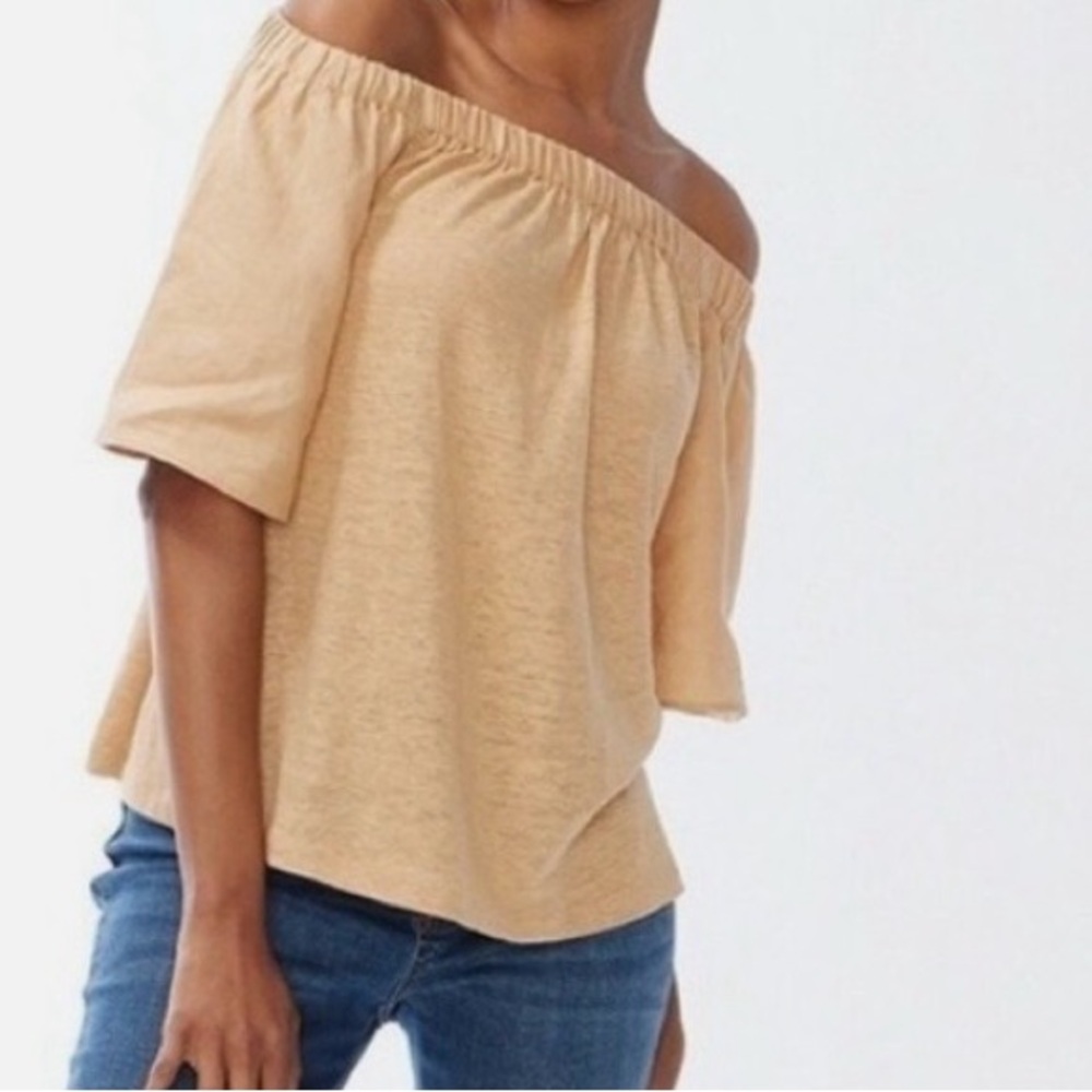Chico's NWT Coriander Linen Off Shoulder Blouse Top Women’s Medium Vacay Casual